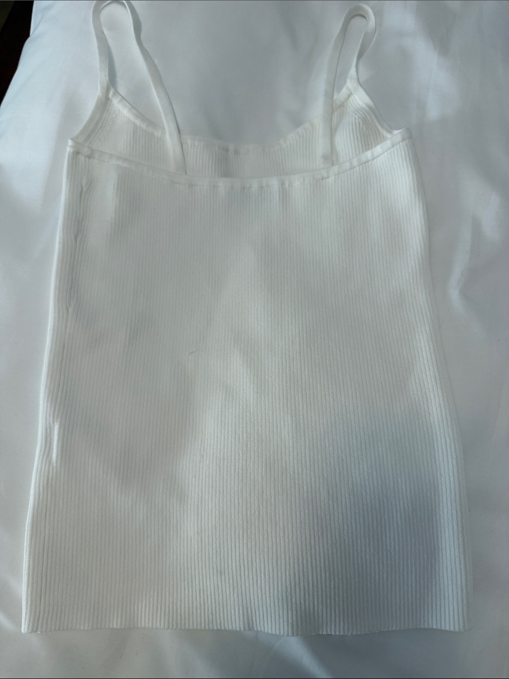 INTERMIX White Ribbed Spaghetti Strap Cami - Picture 3 of 4